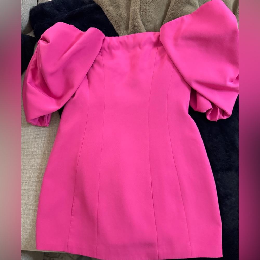 TOCCIN Off the Shoulder, Bow Sleeve Mini Dress in Pink, Size 6 - Picture 6 of 12